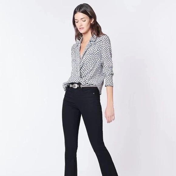 Veronica Beard Denim Worth Blouse in White Blue - Picture 4 of 7